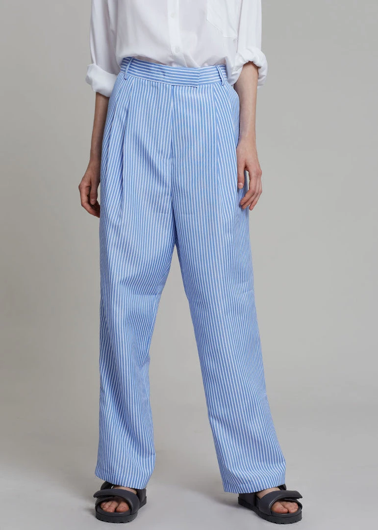 The Frankie Shop Bea Stripe Suit Pants - White/Light Blue 3 The Frankie Shop Bea Stripe Suit Pants - White/Light Blue