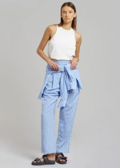 The Frankie Shop Bea Stripe Suit Pants - White/Light Blue 13 The Frankie Shop Bea Stripe Suit Pants - White/Light Blue