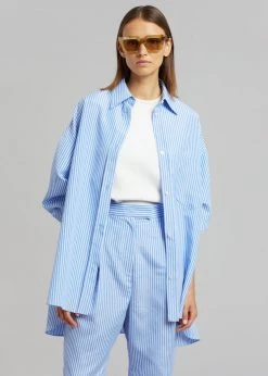 The Frankie Shop Bea Stripe Suit Pants - White/Light Blue 14 The Frankie Shop Bea Stripe Suit Pants - White/Light Blue