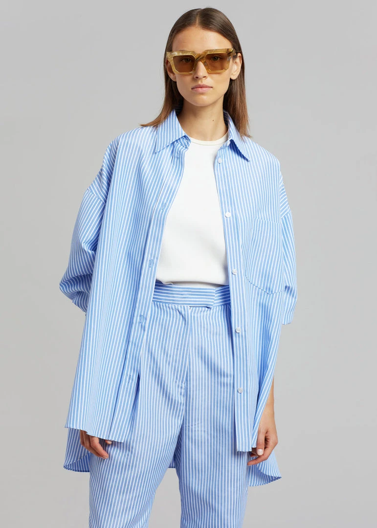 The Frankie Shop Bea Stripe Suit Pants - White/Light Blue 6 The Frankie Shop Bea Stripe Suit Pants - White/Light Blue