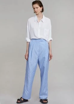 The Frankie Shop Bea Stripe Suit Pants - White/Light Blue