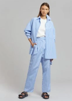 The Frankie Shop Bea Stripe Suit Pants - White/Light Blue