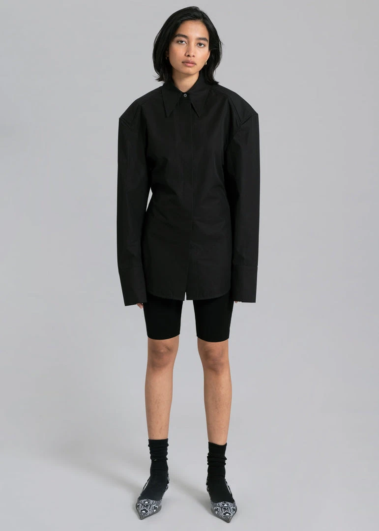 The Frankie Shop CLOTHING Bec Padded Shirt - Black 5 The Frankie Shop CLOTHING Bec Padded Shirt - Black