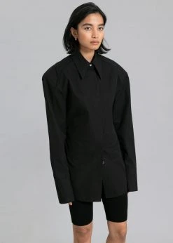 The Frankie Shop CLOTHING Bec Padded Shirt - Black 11 The Frankie Shop CLOTHING Bec Padded Shirt - Black