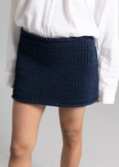 Bevza Hand-Knit Mini Skirt - Dark Ink Navy