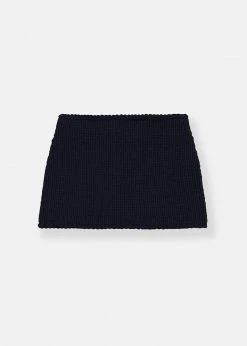 Bevza Hand-Knit Mini Skirt - Dark Ink Navy