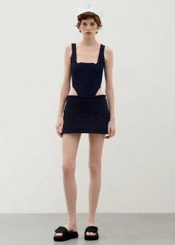 Bevza Hand-Knit Mini Skirt - Dark Ink Navy