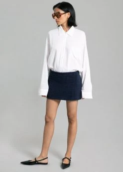 Bevza Hand-Knit Mini Skirt - Dark Ink Navy