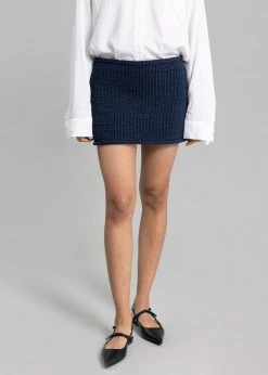 Bevza Hand-Knit Mini Skirt - Dark Ink Navy