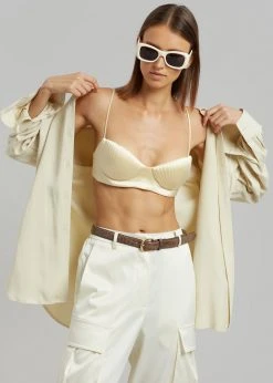 CLOTHING Bevza Seashell Short Bustier Top - Champagne