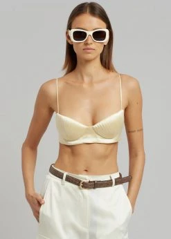 CLOTHING Bevza Seashell Short Bustier Top - Champagne