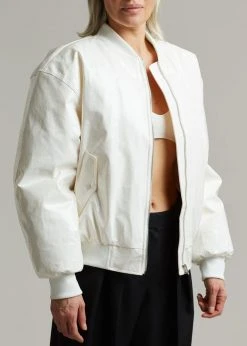 Blessd Blake Patent Bomber - White CLOTHING