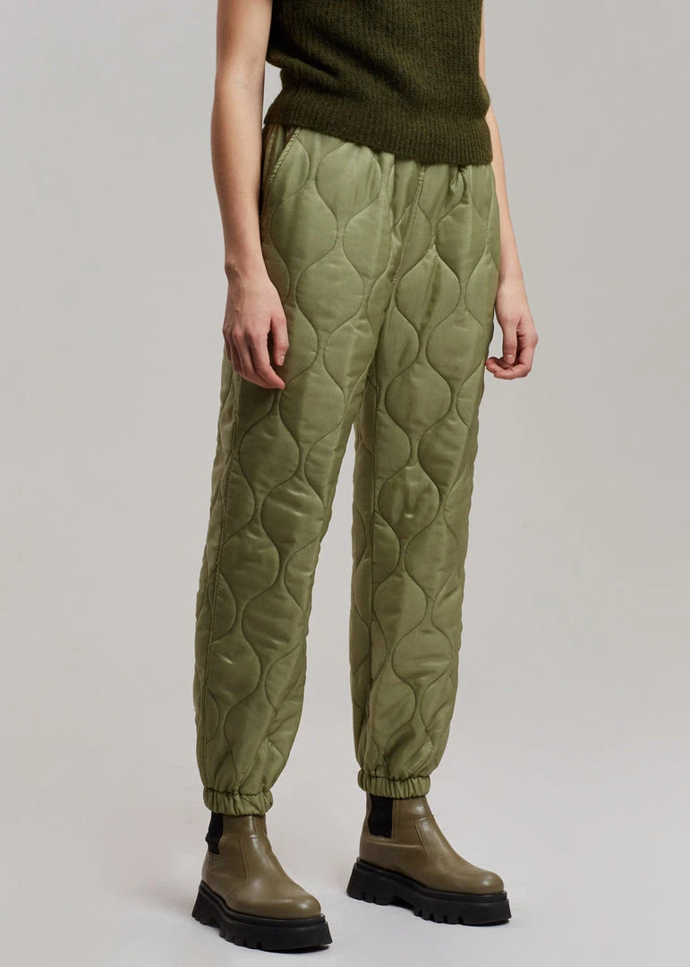 The Frankie Shop Brant Quilted Joggers - Moss Green 2 The Frankie Shop Brant Quilted Joggers - Moss Green