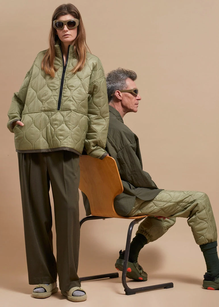 The Frankie Shop CLOTHING Brant Quilted Pullover - Moss Green 14 The Frankie Shop CLOTHING Brant Quilted Pullover - Moss Green