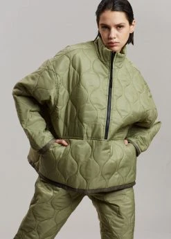 The Frankie Shop CLOTHING Brant Quilted Pullover - Moss Green 20 The Frankie Shop CLOTHING Brant Quilted Pullover - Moss Green
