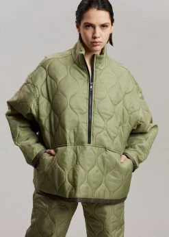 The Frankie Shop CLOTHING Brant Quilted Pullover - Moss Green 18 The Frankie Shop CLOTHING Brant Quilted Pullover - Moss Green