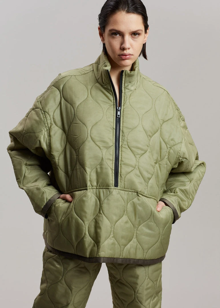 The Frankie Shop CLOTHING Brant Quilted Pullover - Moss Green 3 The Frankie Shop CLOTHING Brant Quilted Pullover - Moss Green