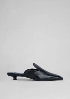BY FAR Ingrid Mules - Black Gloss Leather SHOES
