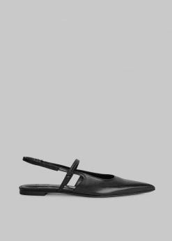 BY FAR Jess Slingbacks - Black Gloss Leather SHOES
