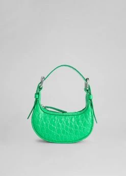 BY FAR Mini Soho Croc Leather Bag - Super Green ACCESSORIES