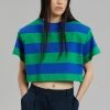 Layla Caco Padded Cropped Tee - Navy/Green CLOTHING
