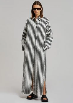 The Frankie Shop CLOTHING Cala Shirt Dress - Black Stripe