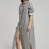 The Frankie Shop CLOTHING Cala Shirt Dress - Black Stripe