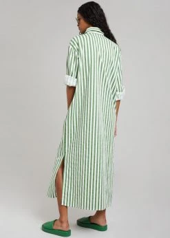 The Frankie Shop CLOTHING Cala Shirt Dress - Green Stripe 16 The Frankie Shop CLOTHING Cala Shirt Dress - Green Stripe