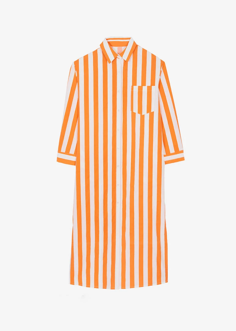The Frankie Shop CLOTHING Cala Shirt Dress - Orange Stripe 10 The Frankie Shop CLOTHING Cala Shirt Dress - Orange Stripe