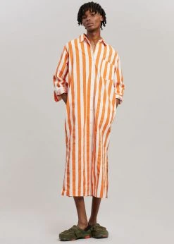The Frankie Shop CLOTHING Cala Shirt Dress - Orange Stripe 14 The Frankie Shop CLOTHING Cala Shirt Dress - Orange Stripe