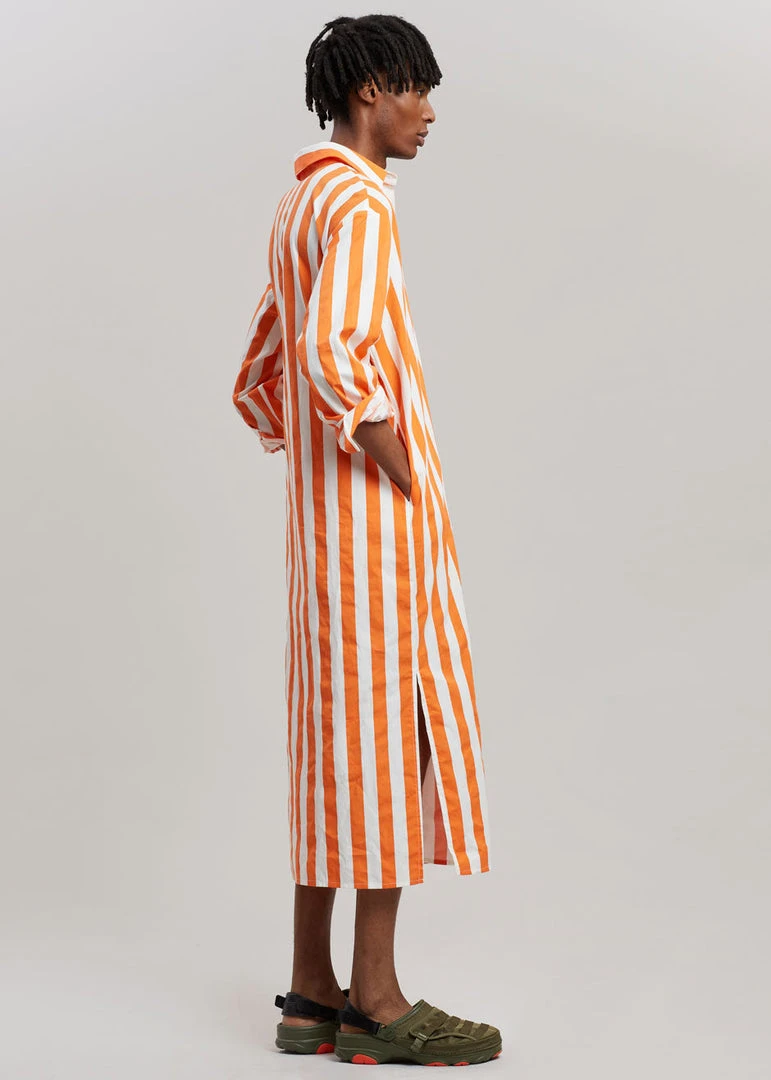 The Frankie Shop CLOTHING Cala Shirt Dress - Orange Stripe 7 The Frankie Shop CLOTHING Cala Shirt Dress - Orange Stripe