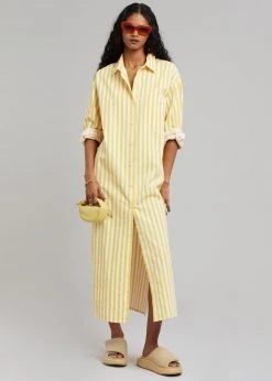 The Frankie Shop Cala Shirt Dress - Citrus Stripe CLOTHING