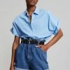 Le Vase Cece Cuffed Sleeve Shirt - Blue CLOTHING
