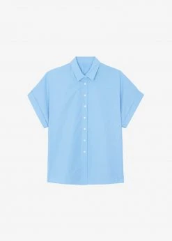Le Vase Cece Cuffed Sleeve Shirt - Blue CLOTHING