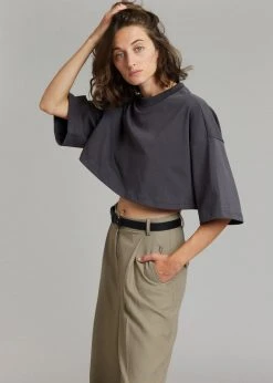 Paper Moon CLOTHING Cera Cropped Tee - Charcoal