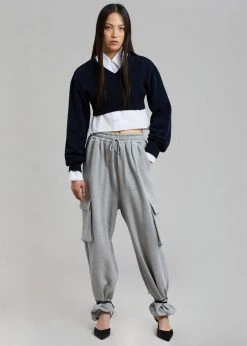 The Frankie Shop Chava Cargo Joggers - Heather Grey