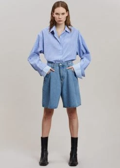 Agit CLOTHING Christa Striped Shirt - Blue
