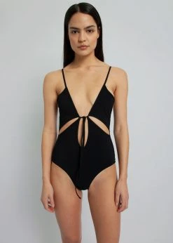 CLOTHING Christopher Esber Anglaise Tie Front One Piece - Black