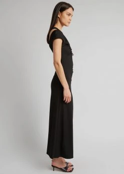 CLOTHING Christopher Esber Quartz Split Ruched Tank Dress - Black/Pink Stones