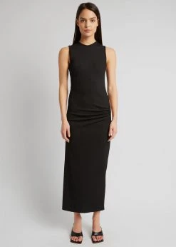 CLOTHING Christopher Esber Ruched Quartz Hip Tank Dress - Black/Yellow Stones