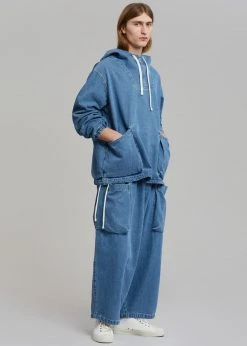 Farmers Market Men Cliff Denim Hoodie - Worn Wash 11 Farmers Market Men Cliff Denim Hoodie - Worn Wash