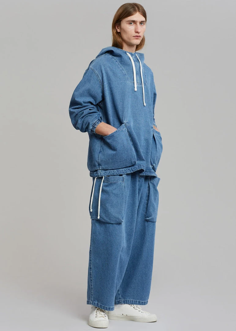 Farmers Market Men Cliff Denim Hoodie - Worn Wash 5 Farmers Market Men Cliff Denim Hoodie - Worn Wash