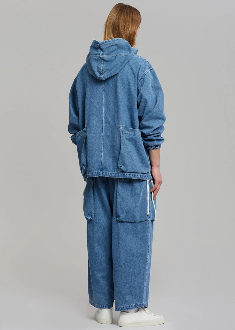 Farmers Market Men Cliff Denim Hoodie - Worn Wash 2 Farmers Market Men Cliff Denim Hoodie - Worn Wash