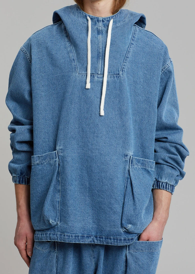 Farmers Market Men Cliff Denim Hoodie - Worn Wash 4 Farmers Market Men Cliff Denim Hoodie - Worn Wash