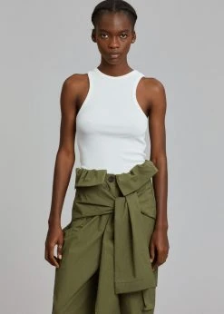 Cream Villa Corsy Ribbed Tank - Optic White