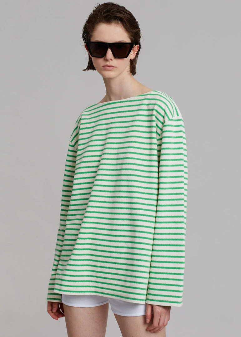Another Avenue Cousteau Top - Green Stripe CLOTHING 1 Another Avenue Cousteau Top - Green Stripe CLOTHING