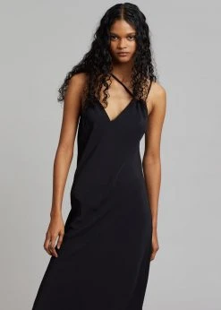 CLOTHING Covert Twist Strap Slip Dress - Black