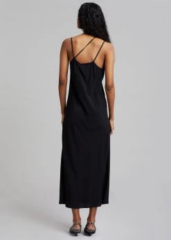 CLOTHING Covert Twist Strap Slip Dress - Black