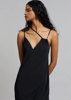 CLOTHING Covert Twist Strap Slip Dress - Black