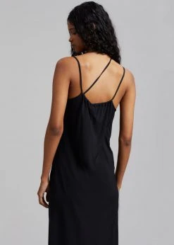 CLOTHING Covert Twist Strap Slip Dress - Black